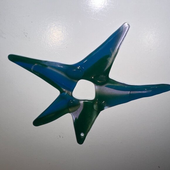 #5102 STAR MULTI COLOR 5 POINT ORNEMENT CIRCULAR FUSED SUN CATCHER  COLLECTABLE - Picture 3 of 13